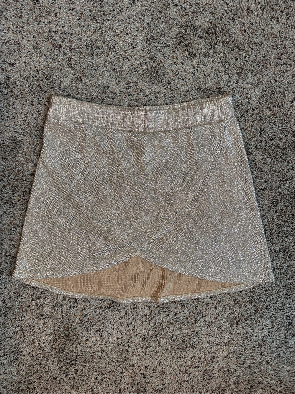 Alexis Shimmery Gold/Taupe Metallic Wrap-Effect Mini Skirt